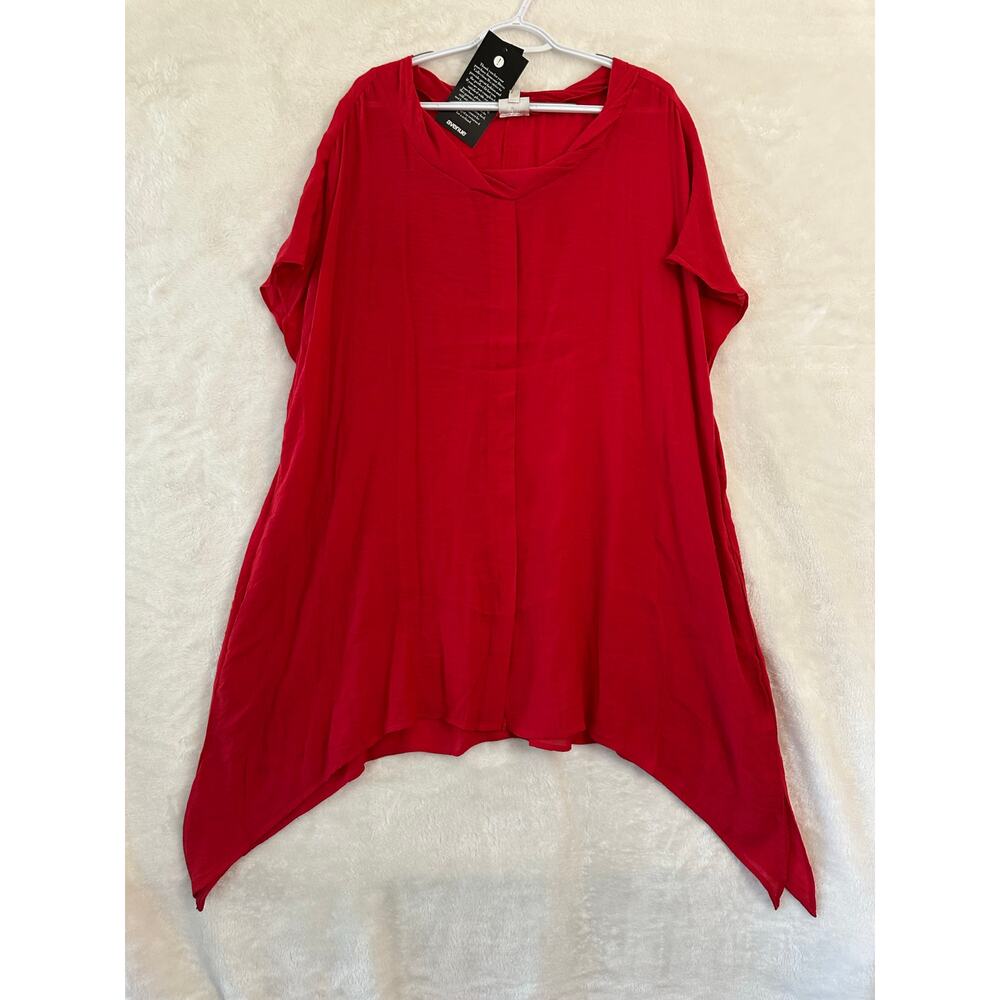 NWT Avenue Red Tunic Flowy Lightweight Top 22 24 2X Lagenlook